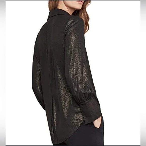 BCBG Maxazria Metallic Drape Front Top - Picture 2 of 7